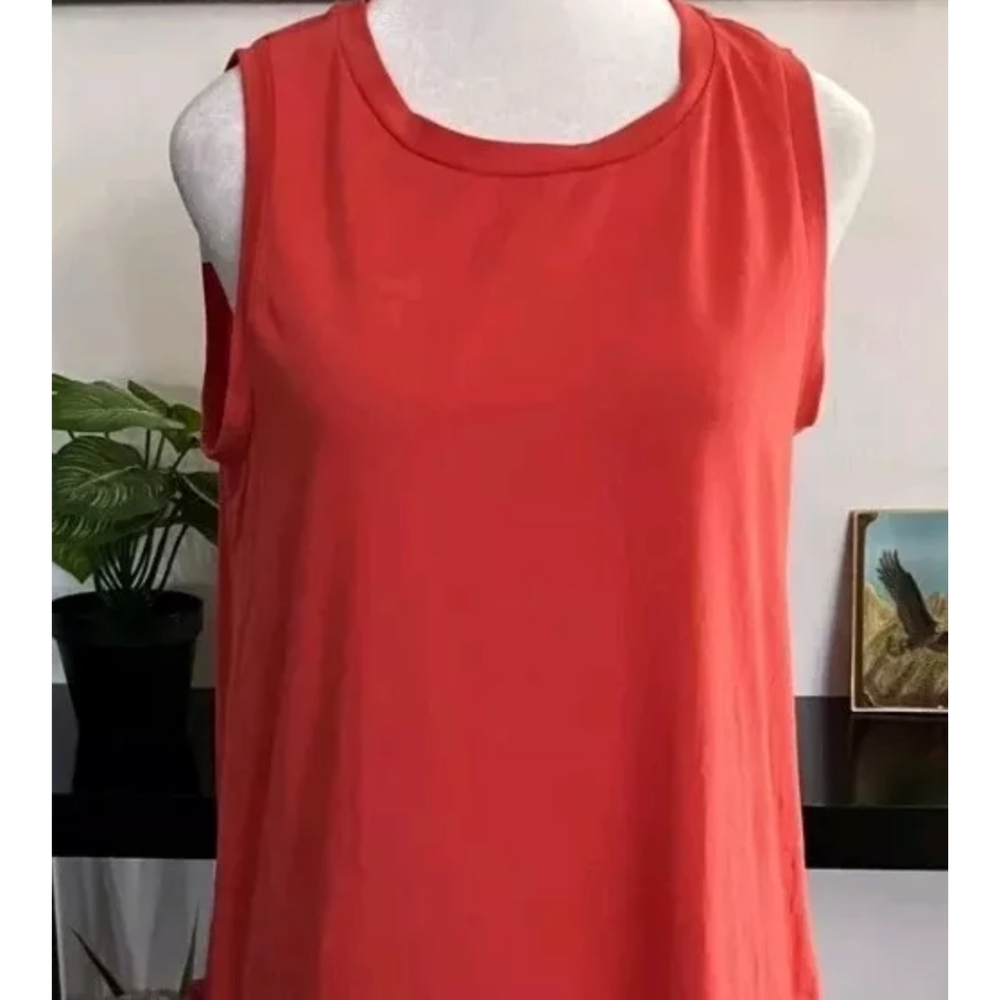 Casual Red Peach Dress S/M Stretch Hawaiian Travel Knee Length Pockets Sleeveles